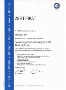 Zertifikat Markus Jahn -UVV Prüfung